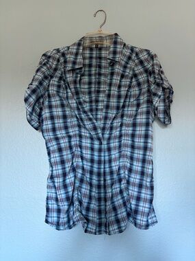 Express Plaid Button-Down Shirt - Blue & Black